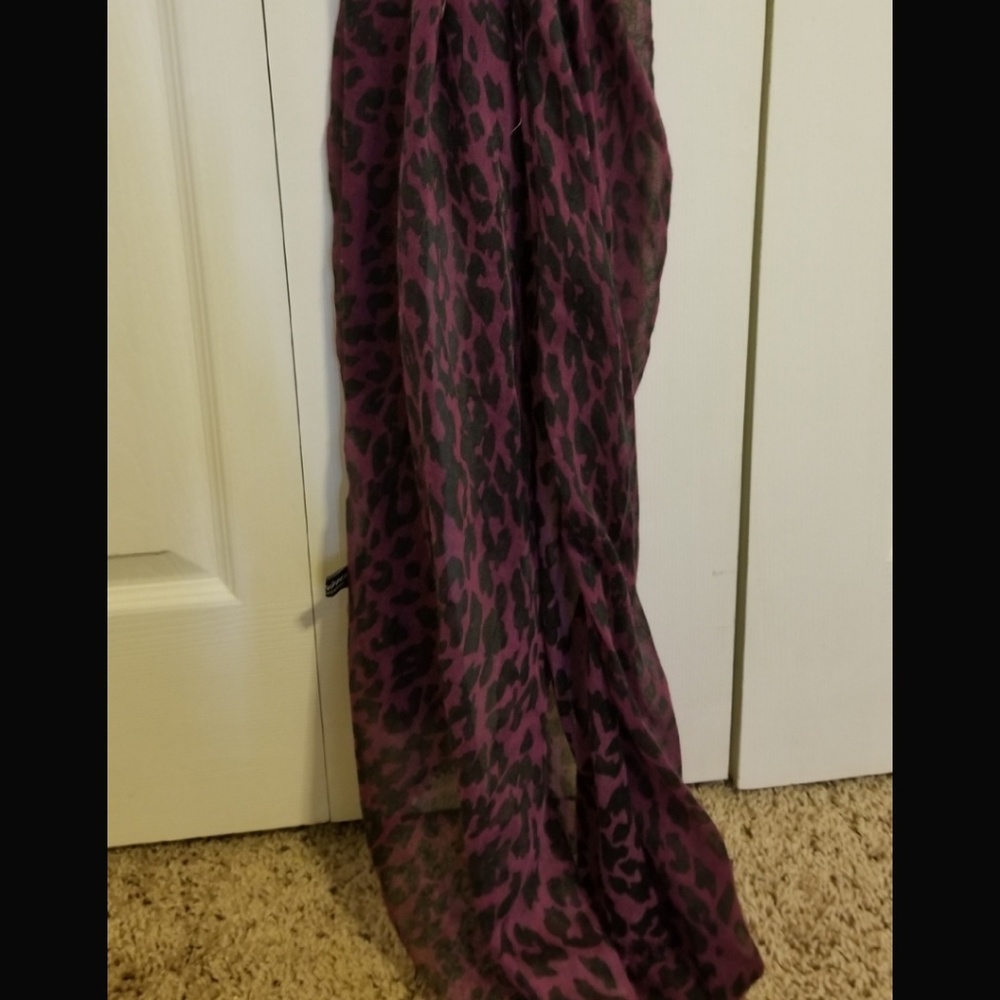 Purple and black cheetah print scarf